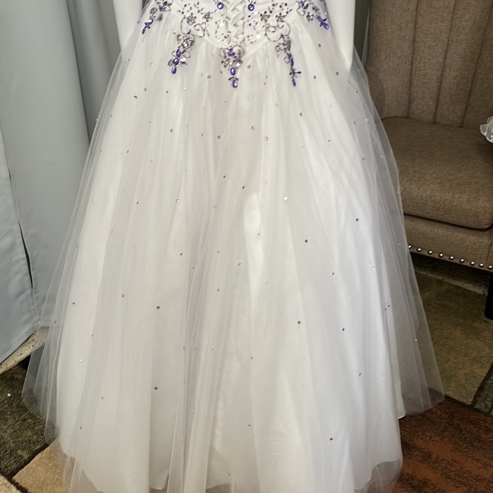 Purple /white Jeweled Ballgown - Picture 6 of 7
